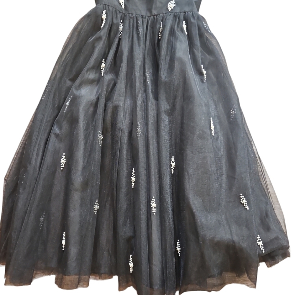 NWT Mac Duggal Black Embellised Tull Off The Shoulder Midi Dress Sz 2 - Picture 8 of 13